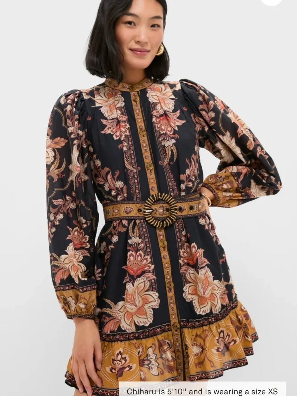 NWT- FARM Rio Black and Orange Majestic Garden Mini Dress - Picture 3 of 3